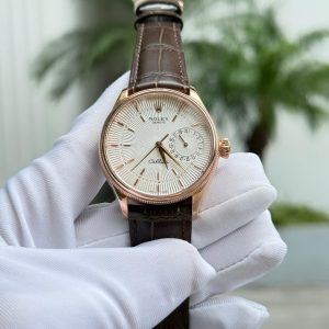 Rolex Cellini 50515 Replica 11 Nam Mặt Trắng Bọc Vàng Hồng 39mm (2)
