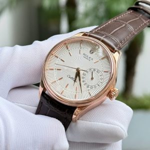 Rolex Cellini 50515 Replica 11 Nam Mặt Trắng Bọc Vàng Hồng 39mm (2)