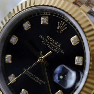 Rolex DateJust Mặt Đen Cọc Số Đính Kim Cương Moissanite Replica Cao Cấp Xưởng Clean 41mm (2)