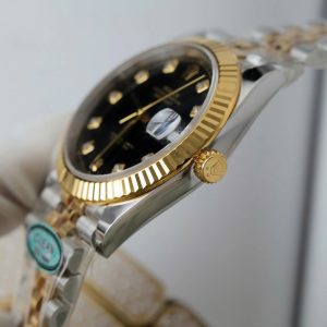 Rolex DateJust Mặt Đen Cọc Số Đính Kim Cương Moissanite Replica Cao Cấp Xưởng Clean 41mm (7)