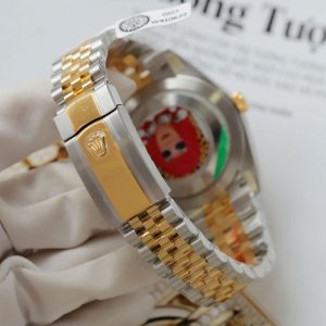 Rolex DateJust Mặt Đen Cọc Số Đính Kim Cương Moissanite Replica Cao Cấp Xưởng Clean 41mm (7)