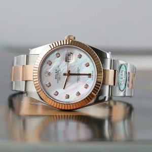 Rolex DateJust Mặt MOP Rep 11 Demi Vàng Hồng Dây Oyster Nhà Máy Clean 41mm (2)