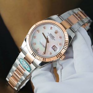 Rolex DateJust Mặt MOP Rep 11 Demi Vàng Hồng Dây Oyster Nhà Máy Clean 41mm (2)