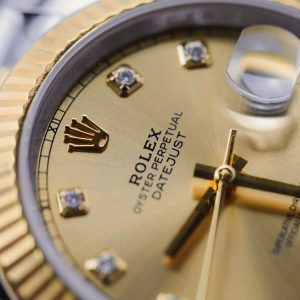 Rolex DateJust Mặt Vàng Cọc Số Đính Kim Cương Moissanite Rep Cao Cấp Xưởng Clean 41mm (2)