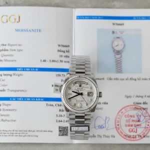 Rolex Day-Date Chế Tác Mặt Thiên Thạch Cọc Số Đính Kim Cương Moissanite Nhà Máy QF 36mm (2)