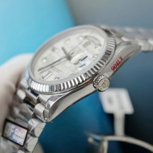 Rolex Day-Date Chế Tác Mặt Thiên Thạch Cọc Số Đính Kim Cương Moissanite Nhà Máy QF 36mm (2)