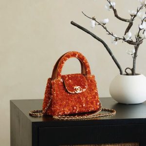 Túi Xách Chanel Kelly Like Auth Nữ Màu Đỏ Đính Cườm 20cm (2)