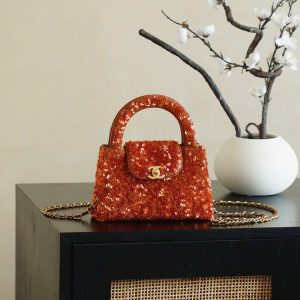 Túi Xách Chanel Kelly Like Auth Nữ Màu Đỏ Đính Cườm 20cm (2)