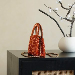 Túi Xách Chanel Kelly Like Auth Nữ Màu Đỏ Đính Cườm 20cm (2)