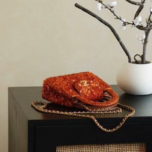 Túi Xách Chanel Kelly Like Auth Nữ Màu Đỏ Đính Cườm 20cm (2)