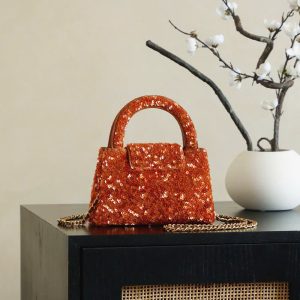 Túi Xách Chanel Kelly Like Auth Nữ Màu Đỏ Đính Cườm 20cm (2)