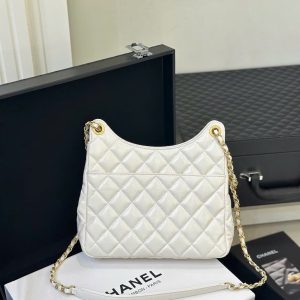 Túi Xách Nữ Chanel Hobo Like Auth Màu Trắng Khóa Vàng 22cm (2)