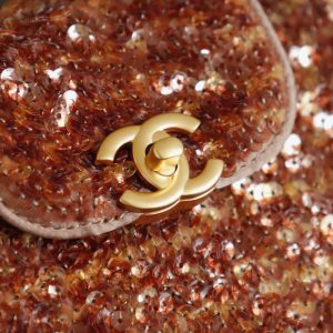 Túi Xách Nữ Chanel Kelly Màu Nâu Đính Cườm Like Auth 20cm (1)