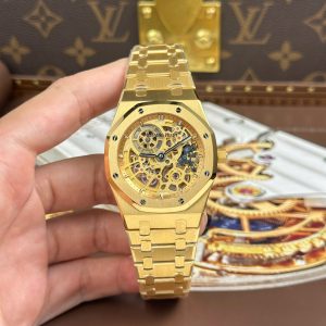 Audemars Piguet Rep Cao Cấp Royal Oak Jumbo Extra-thin Openworked 16204 Mặt Lộ Cơ Mạ Vàng Xưởng ZF 39mm (2)