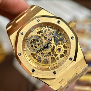 Audemars Piguet Rep Cao Cấp Royal Oak Jumbo Extra-thin Openworked 16204 Mặt Lộ Cơ Mạ Vàng Xưởng ZF 39mm (2)