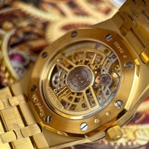 Audemars Piguet Rep Cao Cấp Royal Oak Jumbo Extra-thin Openworked 16204 Mặt Lộ Cơ Mạ Vàng Xưởng ZF 39mm (2)
