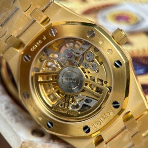 Audemars Piguet Rep Cao Cấp Royal Oak Jumbo Extra-thin Openworked 16204 Mặt Lộ Cơ Mạ Vàng Xưởng ZF 39mm (2)