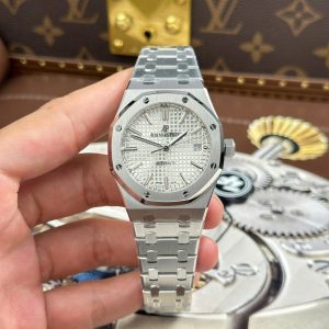 Audemars Piguet Replica 11 Royal Oak 15450 Mặt Trắng Dây Kim Loại Nhà Máy ZF 37mm (2)