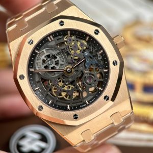 Audemars Piguet Replica 11 Royal Oak Jumbo Extra-thin Openworked 16204 Mặt Lộ Cơ Mạ Vàng Hồng Xưởng ZF 39mm (2)