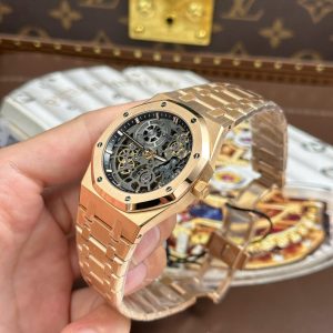 Audemars Piguet Replica 11 Royal Oak Jumbo Extra-thin Openworked 16204 Mặt Lộ Cơ Mạ Vàng Hồng Xưởng ZF 39mm (2)