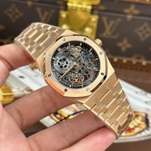Audemars Piguet Replica 11 Royal Oak Jumbo Extra-thin Openworked 16204 Mặt Lộ Cơ Mạ Vàng Hồng Xưởng ZF 39mm (2)