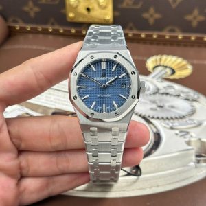 Audemars Piguet Replica Cao Cấp Royal Oak 15450 Mặt Xanh Dương Dây Kim Loại Nhà Máy ZF 37mm (2)