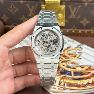 Audemars Piguet Royal Oak Jumbo Extra-thin Openworked 16204 Replica 11 Mặt Lộ Cơ Màu Trắng Nhà Máy ZF 39mm (2)