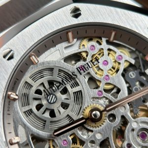 Audemars Piguet Royal Oak Jumbo Extra-thin Openworked 16204 Replica 11 Mặt Lộ Cơ Màu Trắng Nhà Máy ZF 39mm (2)