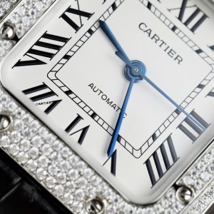 Cartier Santos Nữ Mặt Trắng Chế Tác Đính Kim Cương Moissanite Nhà Máy BV 35 (2)