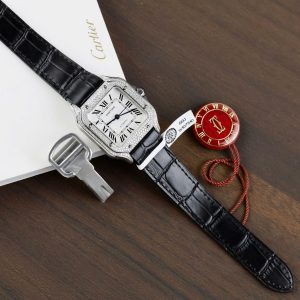 Cartier Santos Nữ Mặt Trắng Chế Tác Đính Kim Cương Moissanite Nhà Máy BV 35 (2)