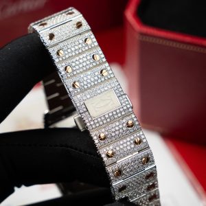 Cartier Santos Nữ Rep Cao Cấp Đính Full Kim Cương Moissanite Hong Kong 35 (2)