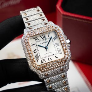 Cartier Santos Nữ Rep Cao Cấp Đính Full Kim Cương Moissanite Hong Kong 35 (2)