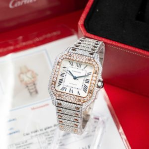 Cartier Santos Nữ Rep Cao Cấp Đính Full Kim Cương Moissanite Hong Kong 35 (2)