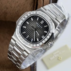 Patek Philippe Nautilus 5723 Mặt Xám Replica 11 Độ Kim Cương Moissanite Baguette 40mm (2)