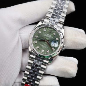 Rolex DateJust 126234 Replica 11 Mặt Họa Tiết Lá Cây Nhiệt Đới Cọc Số Đính Đá Nhà Máy VS 36mm (2)