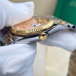 Rolex DateJust Họa Tiết Vi Tính Mặt Vàng Replica Cao Cấp Nhà Máy AR 36mm (2)