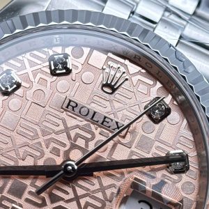 Rolex DateJust Replica Cao Cấp Mặt Hồng Tiết Họa Vi Tính Máy Cơ Tự Động Xưởng AR 36mm (2)
