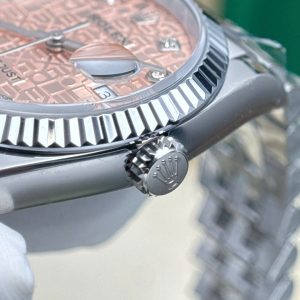 Rolex DateJust Replica Cao Cấp Mặt Hồng Tiết Họa Vi Tính Máy Cơ Tự Động Xưởng AR 36mm (2)