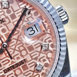 Rolex DateJust Replica Cao Cấp Mặt Hồng Tiết Họa Vi Tính Máy Cơ Tự Động Xưởng AR 36mm (2)