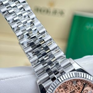 Rolex DateJust Replica Cao Cấp Mặt Hồng Tiết Họa Vi Tính Máy Cơ Tự Động Xưởng AR 36mm (2)