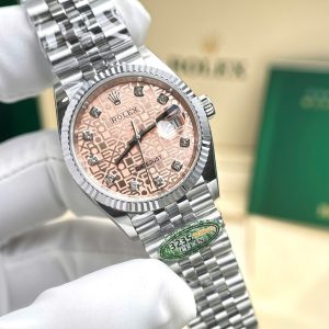 Rolex DateJust Replica Cao Cấp Mặt Hồng Tiết Họa Vi Tính Máy Cơ Tự Động Xưởng AR 36mm (2)