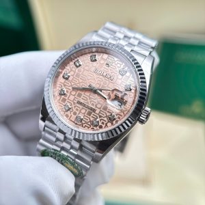 Rolex DateJust Replica Cao Cấp Mặt Hồng Tiết Họa Vi Tính Máy Cơ Tự Động Xưởng AR 36mm (2)
