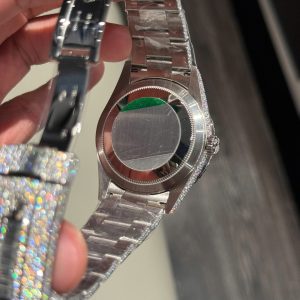 Rolex Sky-Dweller Mặt Bạc Replica 11 Đính Full Kim Cương Moissanite Baguette 42mm (2)