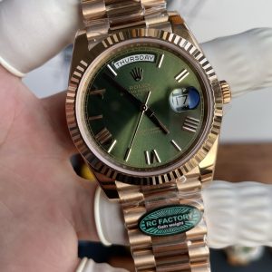 Rolex Day-Date Chế Tác Mặt Xanh Ô Liu Nặng 210 Gram Màu Vàng Hồng Nhà Máy RC 40mm (1)