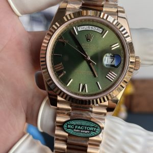Rolex Day-Date Chế Tác Mặt Xanh Ô Liu Nặng 210 Gram Màu Vàng Hồng Nhà Máy RC 40mm (1)
