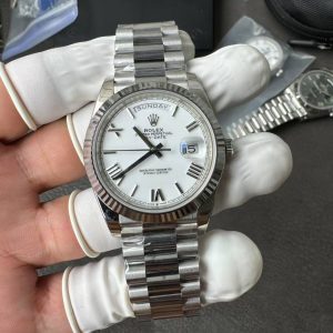 Rolex Day-Date Fake 11 Mặt Trắng Nặng 210 Gram Dây Đeo President Nhà Máy RC 40mm (4)