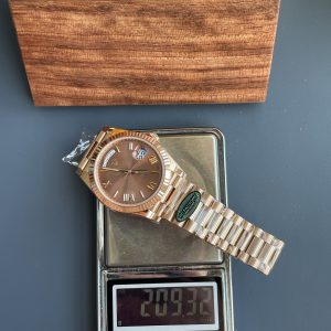 Rolex Day-Date Replica 11 Mặt Nâu Chocolate Nặng 210 Gram Màu Vàng Hồng Nhà Máy RC 40mm (1)