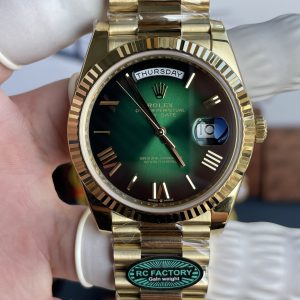 Rolex Day-Date Replica 11 Mặt Xanh Khói Nặng 210 Gram Dây Đeo President Nhà Máy RC 40mm (1)
