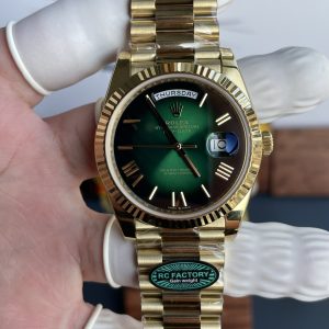 Rolex Day-Date Replica 11 Mặt Xanh Khói Nặng 210 Gram Dây Đeo President Nhà Máy RC 40mm (1)